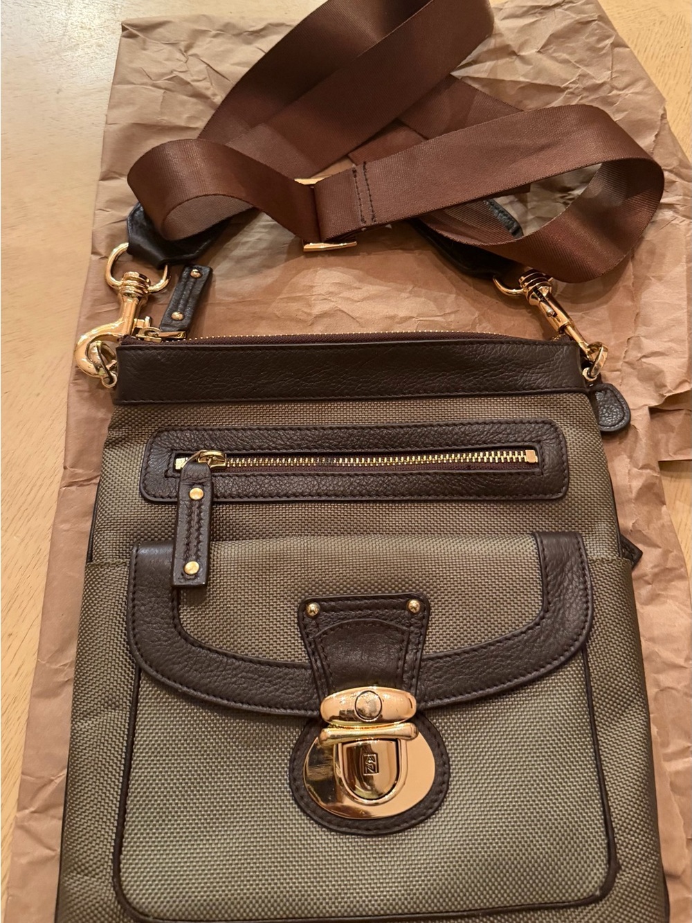 Samantha Thavasa Brown and Tan Crossbody Bag